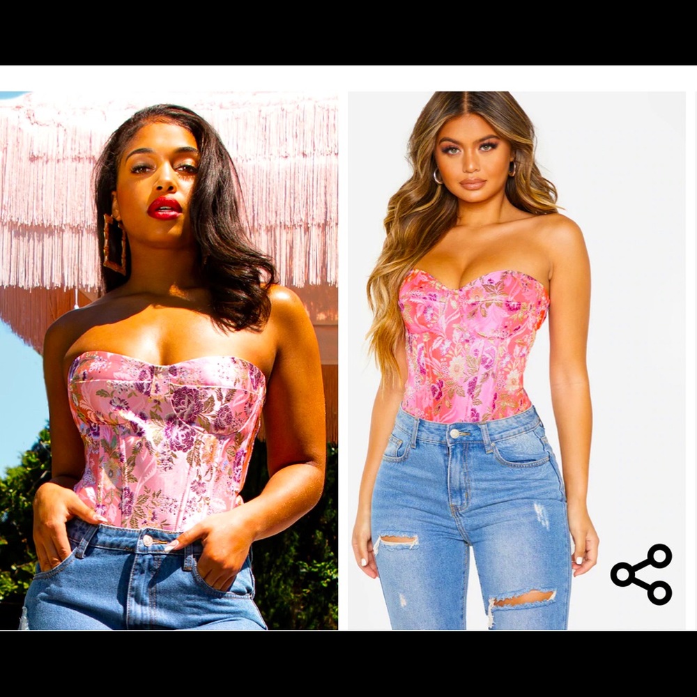 Brand new Pretty Little Things pink oriental station corset top